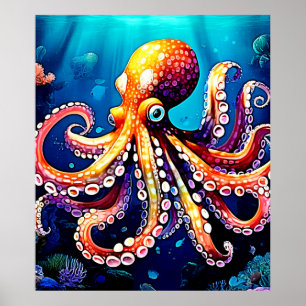 Farbiges Octopus View Design Poster