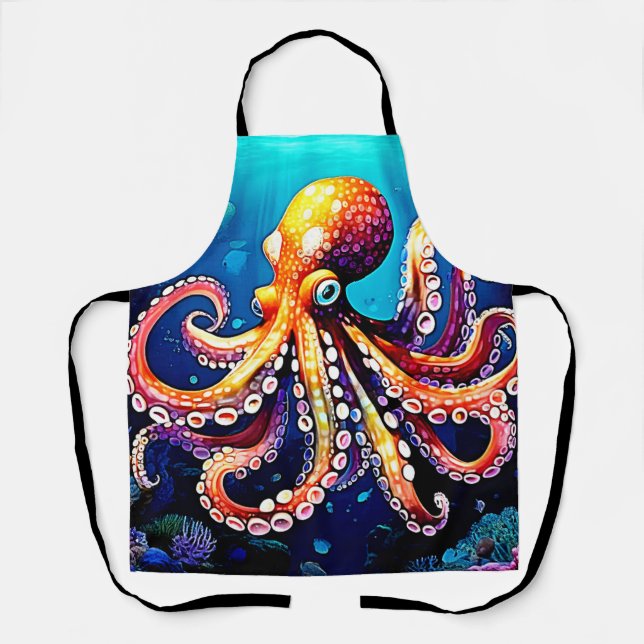 Farbiges Octopus View Design Schürze (Vorderseite)