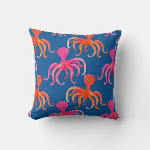 Farbiges Oktopus-nahtloses Muster Kissen
