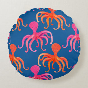 Farbiges Oktopus-nahtloses Muster Rundes Kissen