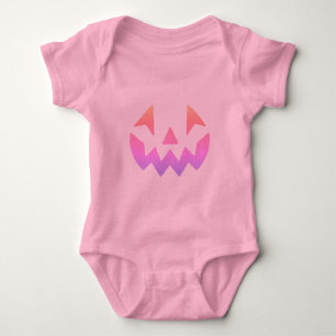 Farbiges Ombre Jack-o-lantern-Kürbis-Gesicht T-Shi Baby Strampler