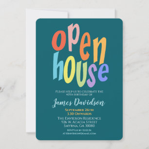 Farbiges Open House Party Modernes Einladung