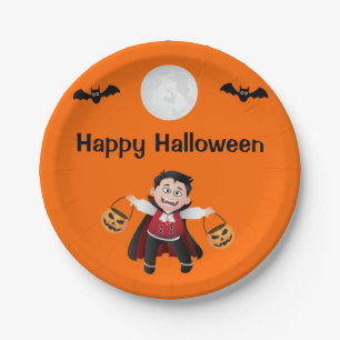 Farbiges Orange Jumping Halloween Kids Party Pappteller