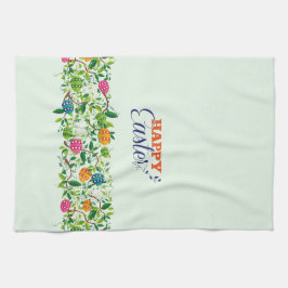 Farbiges Ostereier- und Blume-Muster Geschirrtuch