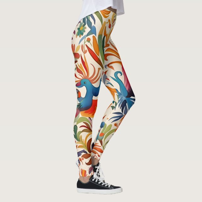 Farbiges Otomi-Vogelmuster Leggings (Rechts)