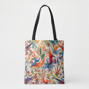 Farbiges Otomi-Vogelmuster Tasche