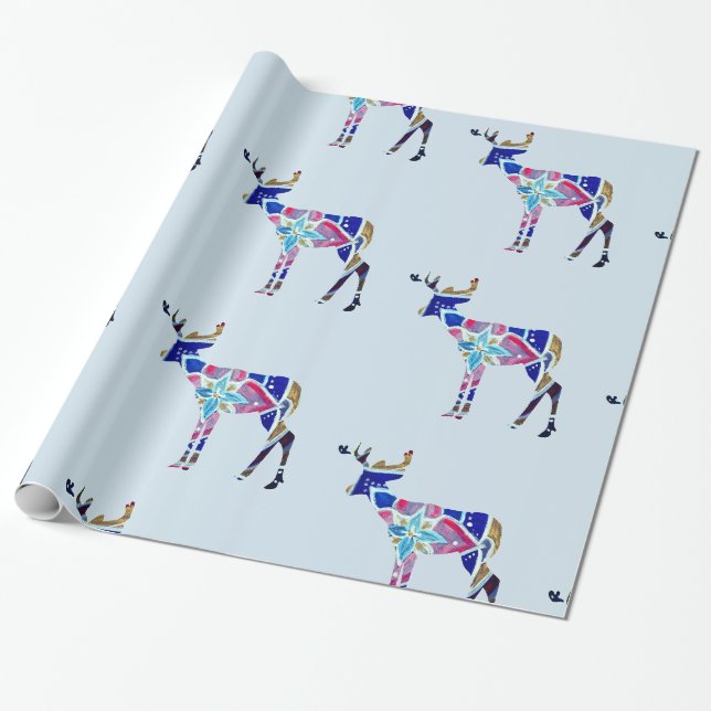 Farbiges Papier für das Blumengewirr von Hirschen, Geschenkpapier (Ungerollt)