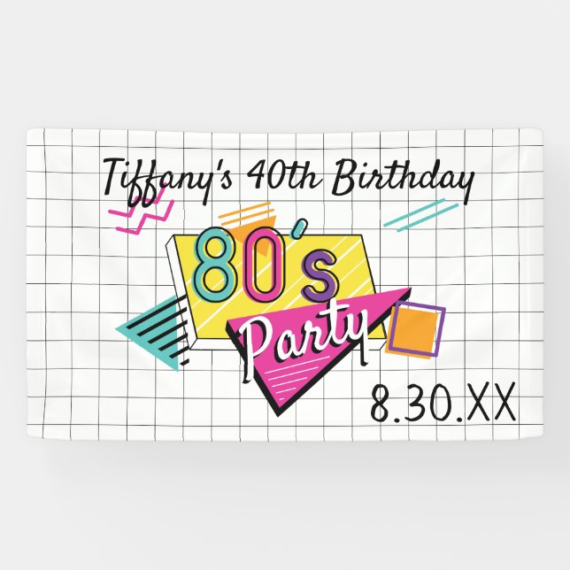 Farbiges Party-Banner der 80er Jahre Banner (Horizontal)