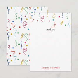 Farbiges Party Confetti Individuelle Name Dankeskarte