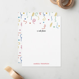 Farbiges Party Confetti Individuelle Name Mitteilungskarte