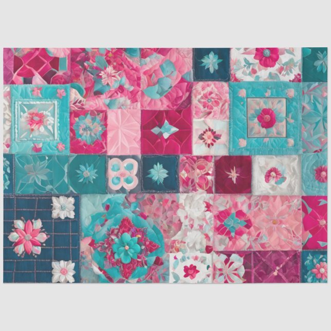Farbiges Patchwork Quilt Art Tissue Paper Seidenpapier (Vorderseite)