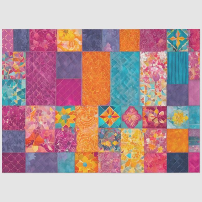 Farbiges Patchwork Quilt Art Tissue Paper Seidenpapier (Vorderseite)