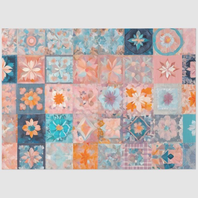 Farbiges Patchwork Quilt Art Tissue Paper Seidenpapier (Vorderseite)
