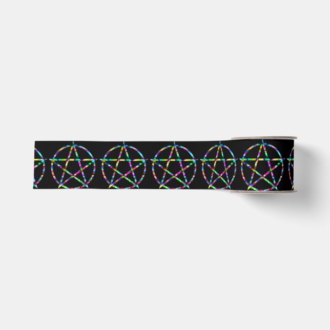 Farbiges Pentagramm Ripsband (Vorderseite)