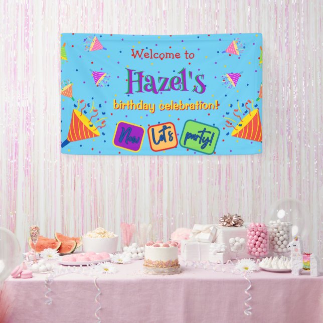 Farbiges personalisiertes Geburtstagsbanner Banner (Party)