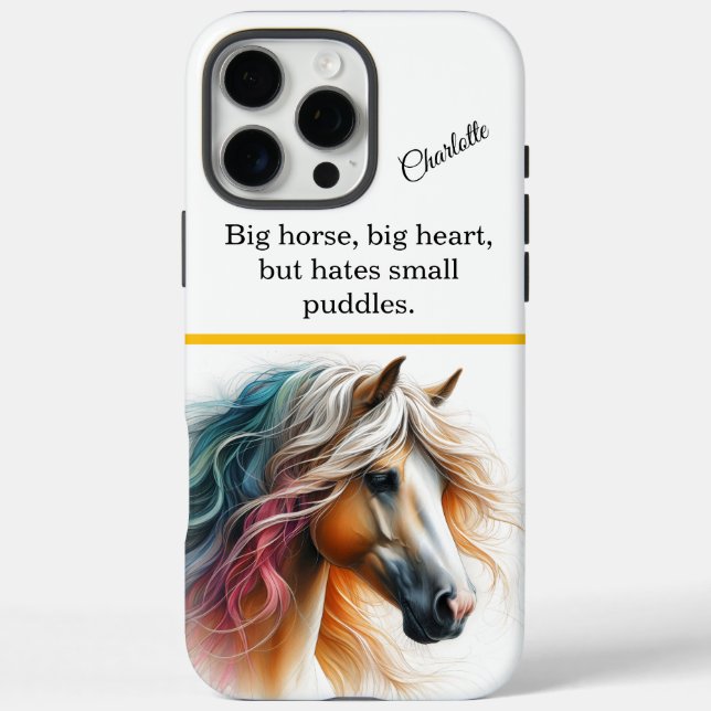 Farbiges Pferd mit fließender Mähne iPhone 16 Pro Max Hülle (Rückseite)