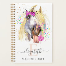 Farbiges Pferd mit Lollipop Spiral Foto Planner