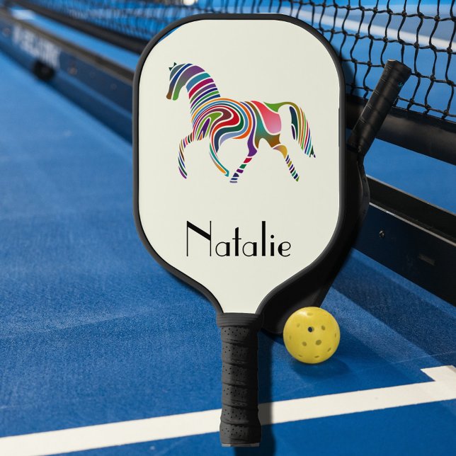 Farbiges Pferd: Name hinzufügen Pickleball Schläger (Von Creator hochgeladen)