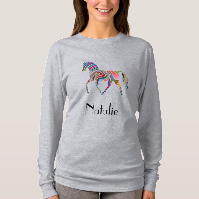 Farbiges Pferd: Name hinzufügen T-Shirt (Vorderseite)