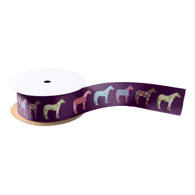 Farbiges Pferdemuster Satinband (Spule)