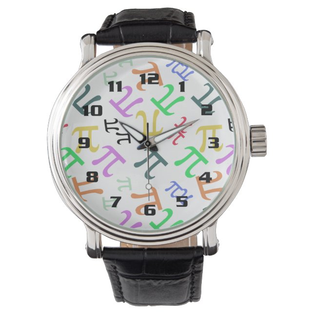 Farbiges Pi-Muster Armbanduhr (Vorderseite)