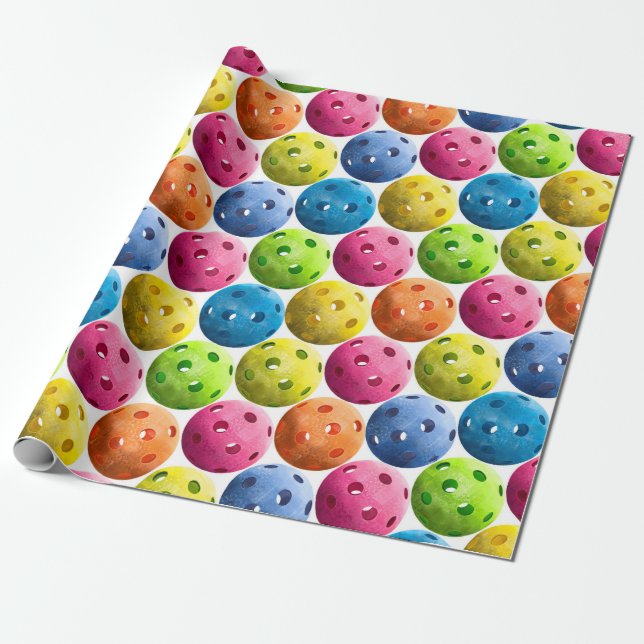 Farbiges Pickleball-Muster Geschenkpapier (Ungerollt)