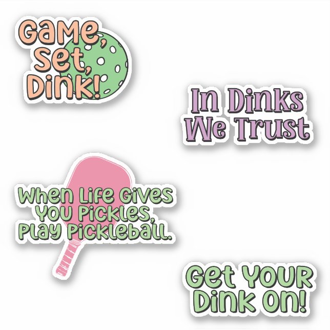 Farbiges Pickleball Player Sticker Pack (Vorderseite)