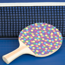 Farbiges Polka-Dots-Muster auf Lila Tischtennis Schläger