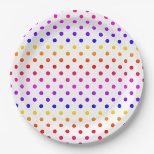 Farbiges Polka Dots Muster Pappteller