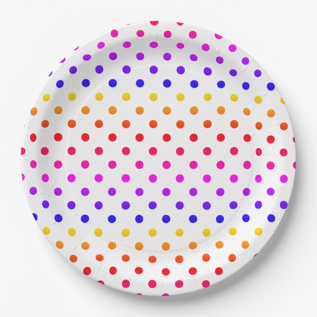 Farbiges Polka Dots Muster Pappteller (Vorderseite)