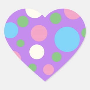 Farbiges Polka-Punktmuster Herz-Aufkleber