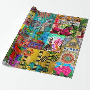 Farbiges Pop Art Mixed Media Wrapping Paper Geschenkpapier