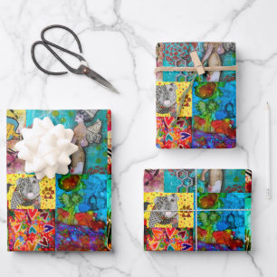 Farbiges Pop Art Mixed Media Wrapping Paper Geschenkpapier Set