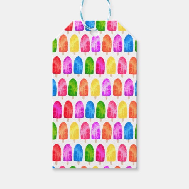 Farbiges Popsicle Ice Lololly Muster Geschenkanhänger (Vorderseite)