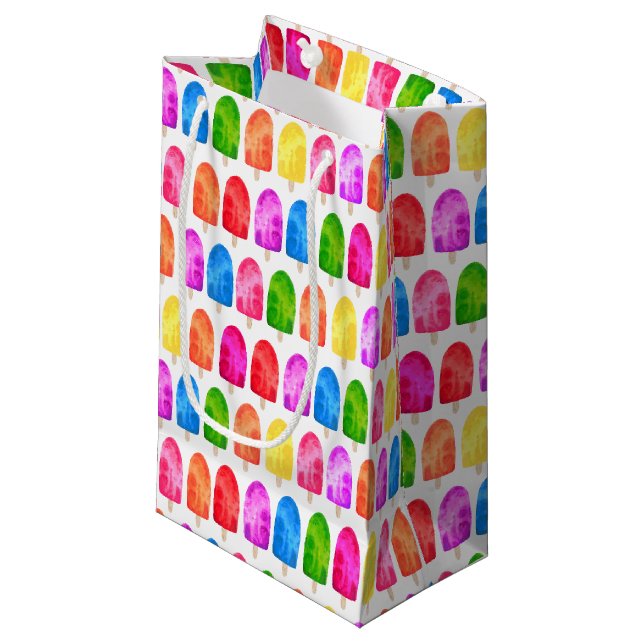 Farbiges Popsicle Ice Lololly Muster Kleine Geschenktüte (Vorderseite Schrägansicht)