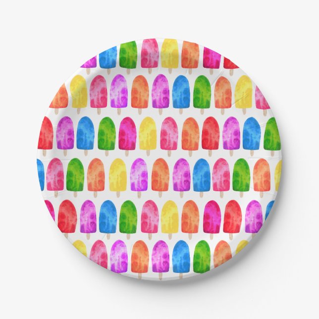 Farbiges Popsicle Ice Lololly Muster Pappteller (Vorderseite)