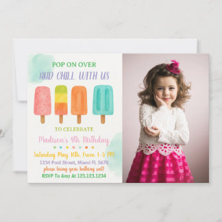 Farbiges Popsicle Party Geburtstagseinladung Einladung