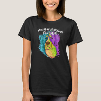 Farbiges Portrait Bernese Mama Hund Mutter T-Shirt