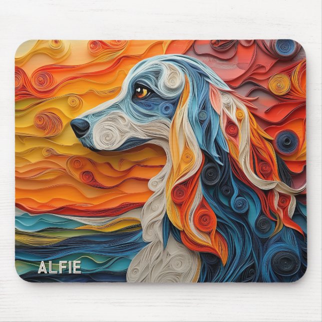 Farbiges Portrait des afghanischen Hundes Mousepad (Vorne)