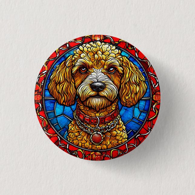 Farbiges Portrait von Hunden aus festem Glas Button (Vorderseite)