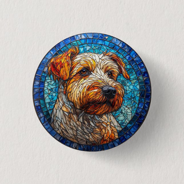 Farbiges Portrait von Hunden aus festem Glas Button (Vorderseite)