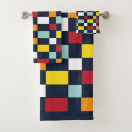 Farbiges Prüfbrettmuster Badhandtuch Set