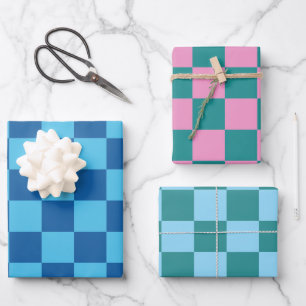 Farbiges Prüfbrettmuster Geschenkpapier Set
