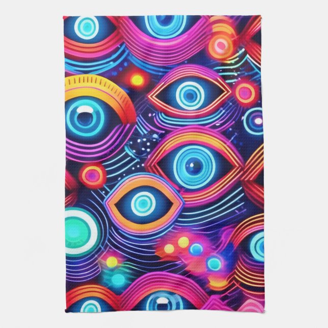 Farbiges Psychedelisches Augenmuster Geschirrtuch (Vertikal)