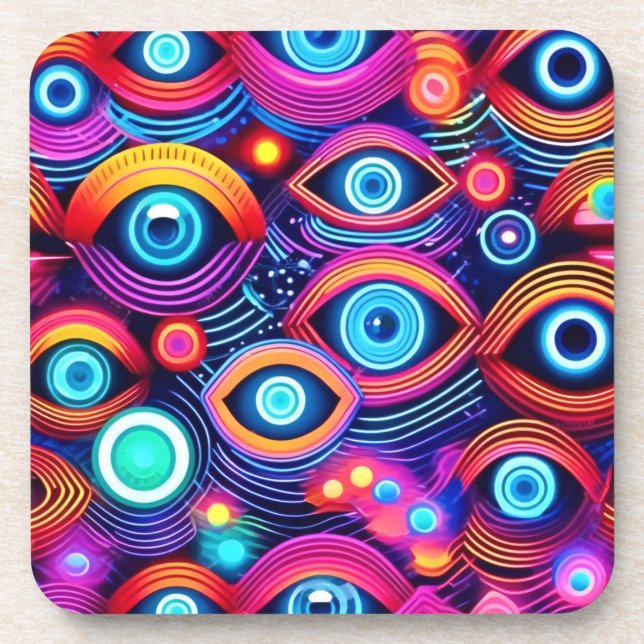 Farbiges Psychedelisches Augenmuster Getränkeuntersetzer (Vorderseite)