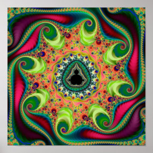 Farbiges psychedelisches Mandelbrot Set Fraktal Poster