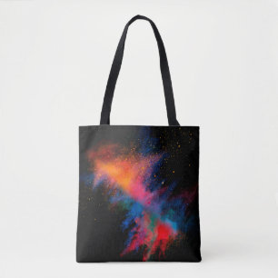 Farbiges Pulver in schwarzer Hintergrundfarbe, Tasche