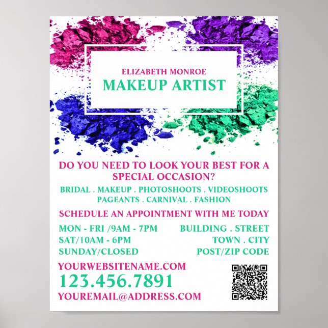 Farbiges Pulver, künstlerische Werbung für Makeup Poster (Vorne)