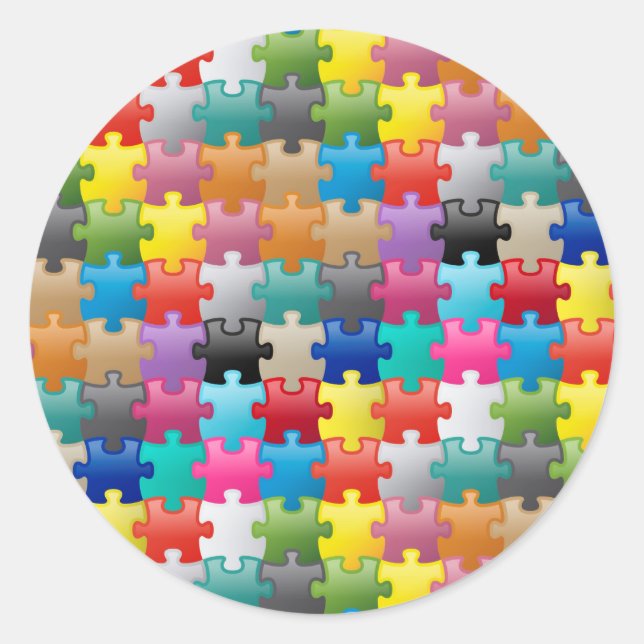 Farbiges Puzzletyp Runder Aufkleber (Vorderseite)
