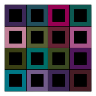 Farbiges Quadrat-Blockrastermuster Poster